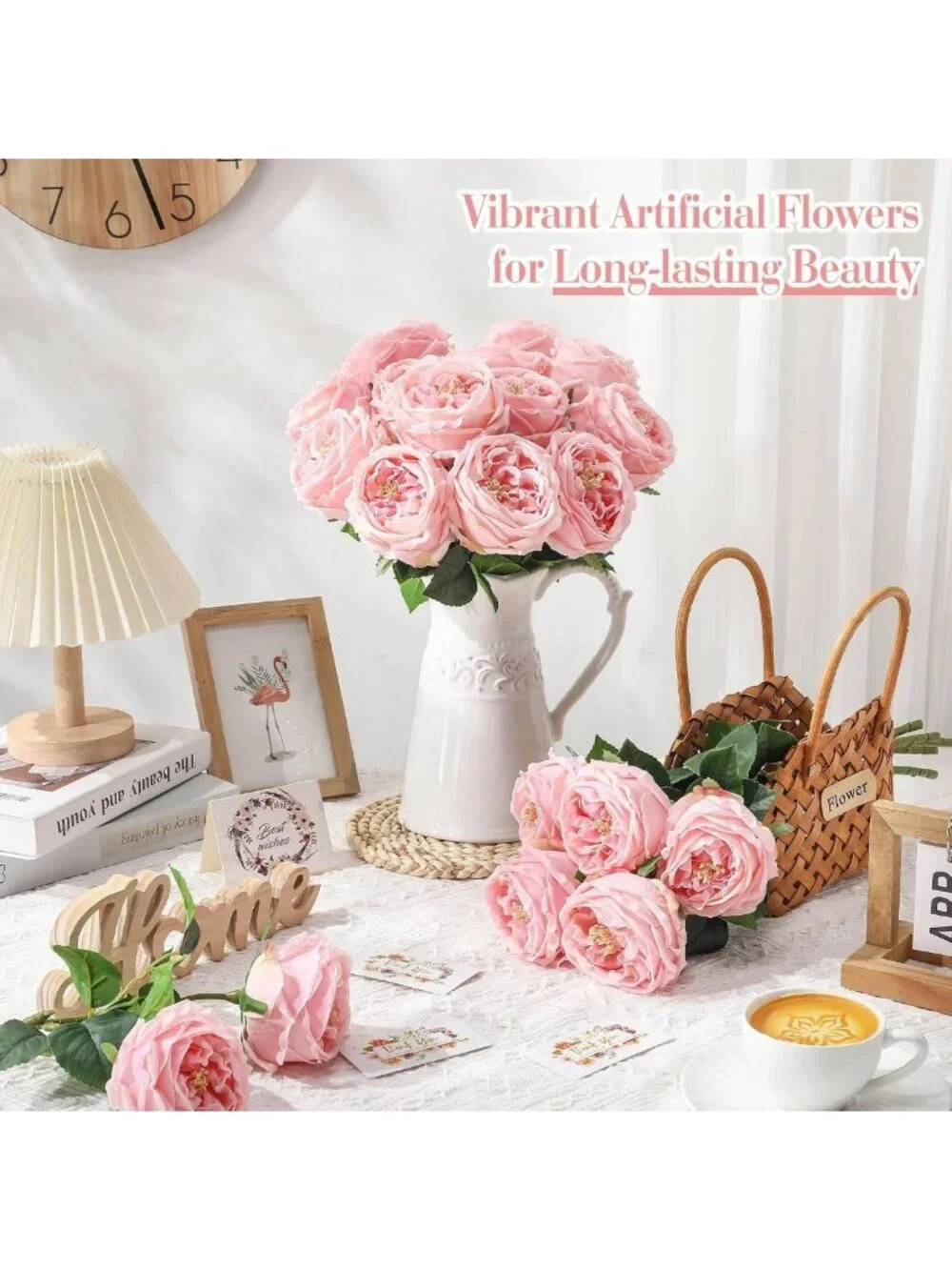 20 Pcs Pink Peonies Artificial Flowers - Realistic Faux Floral Decor for Home